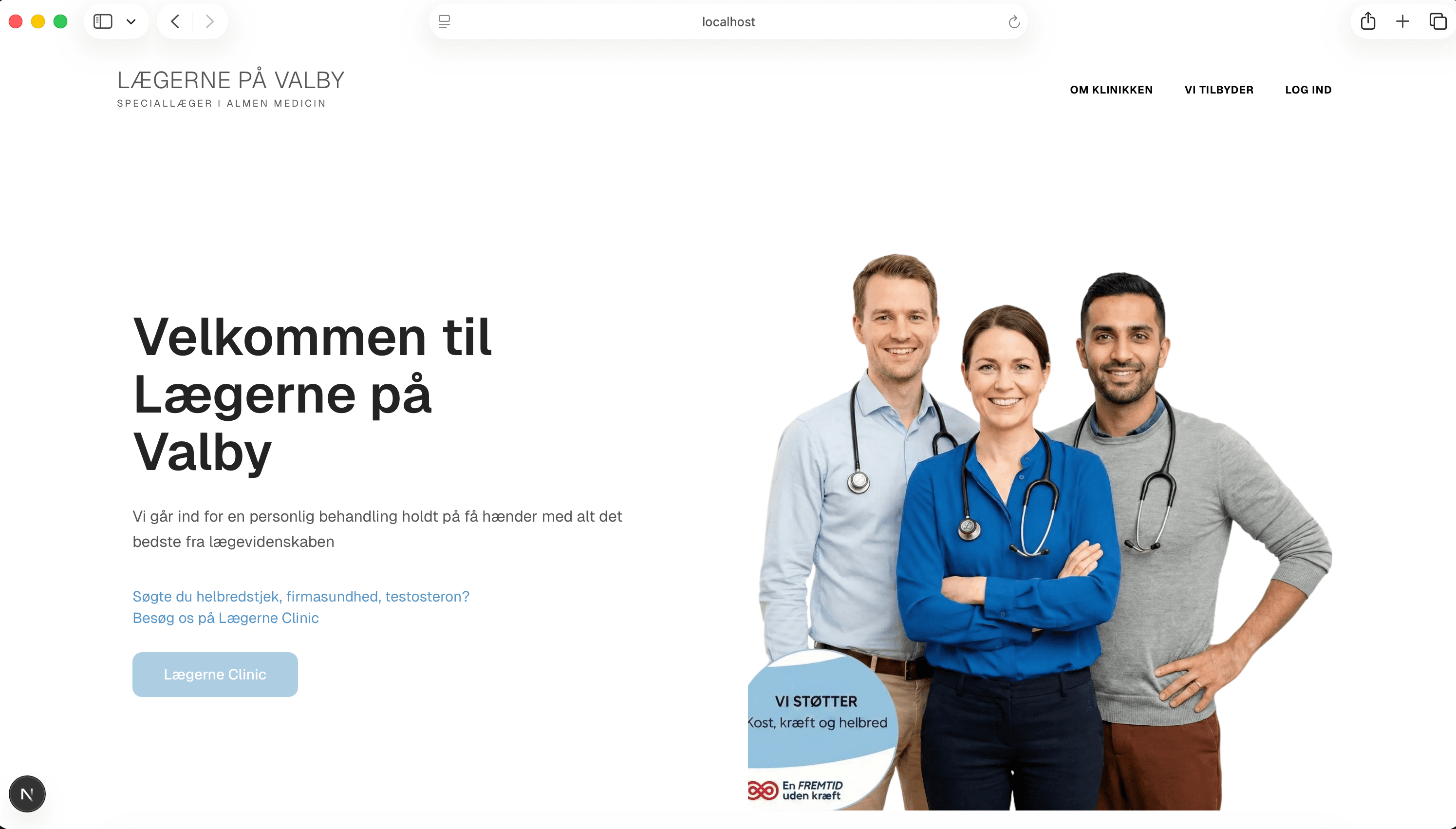 Lægerne i Valby hjemmeside showcase